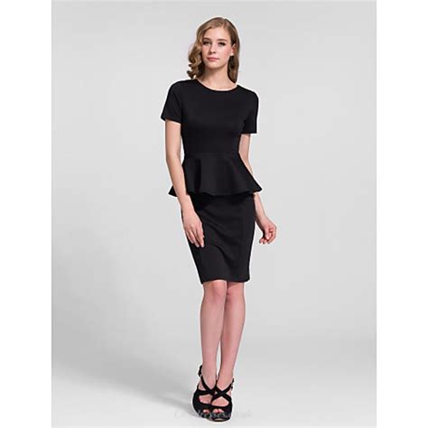 Cocktail Party Dress Black Plus Sizes Sheathcolumn Jewel Knee Length