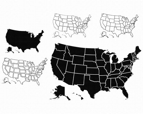50 States Svg Us Map Png American Map Dxf Clipart Eps Vector By