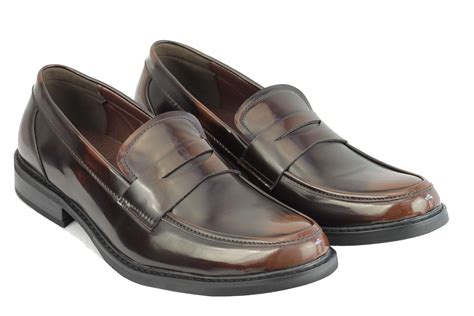 Mens Vintage Retro Polished Leather Lined Smart Casual Penny Loafers