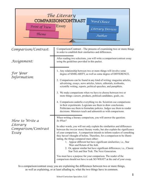 Literary Comparison Contrast Essay How To Create A Literary