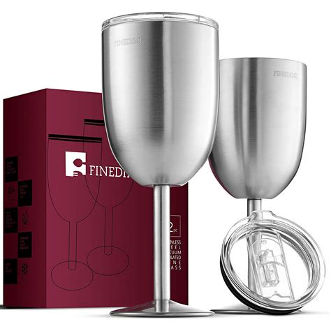Finedine Premium Grade 188 Stainless Steel Wine Glasses 12 Oz