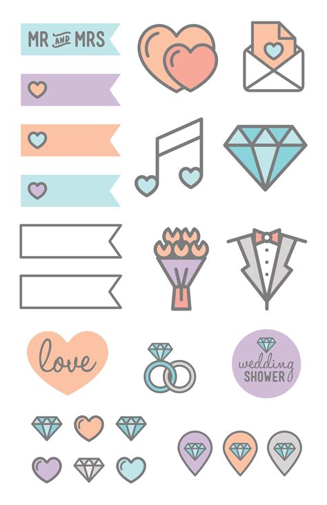 Check Out These Cute Print Cut Wedding Planning Stickers