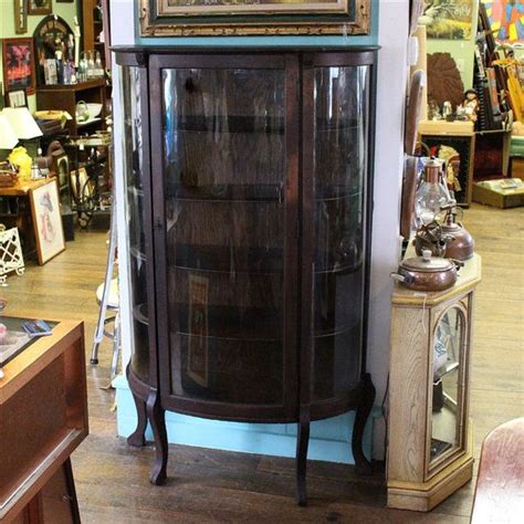 Antique Curved Glass Curio Display Cabinet Case Local Etsy Curved