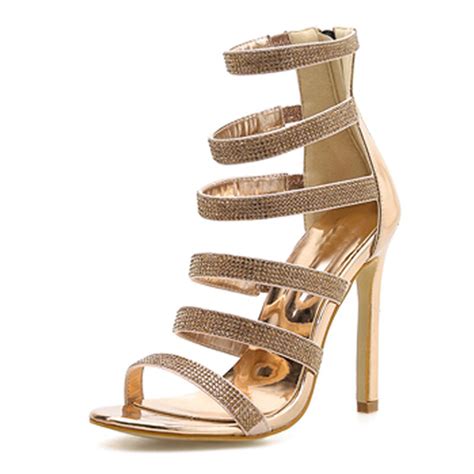 Bianca Golden Rhinestone Sandals The Cadences