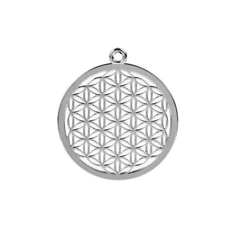 40mm Flower Of Life Pendant Silver Plated 1pc Beads And Beading