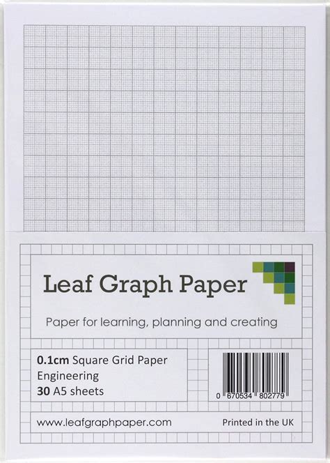 A5 Graph Paper 1mm 01cm Squared Engineering 30 Loose Leaf Sheets