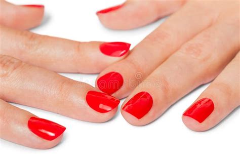 Woman With Beautiful Manicured Red Fingernails Stock Photo Image Of