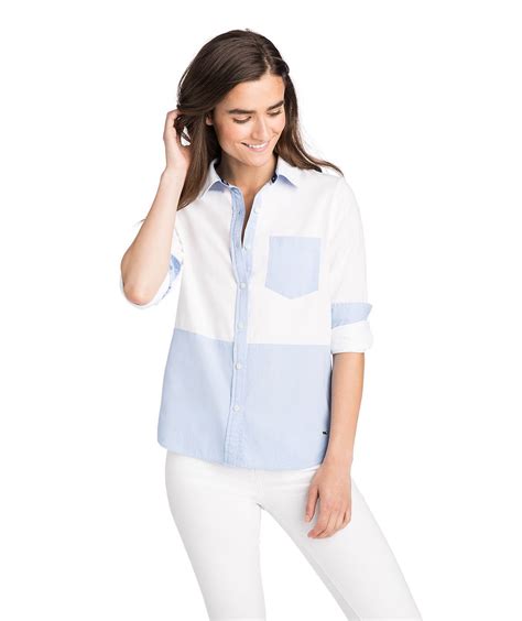 Color Blocked Chillmark Relaxed Oxford Button Down Shirt Button Downs