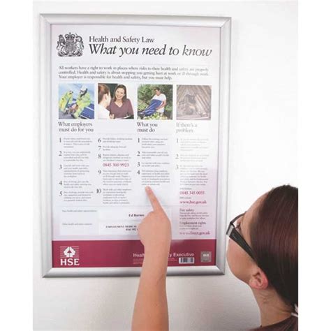 Employers have a legal duty under the health and safety information for employees regulations (hsier) to display the approved poster in a note that employers will still be complying with the law if they continue to display the 1999 poster after 6 april 2009. Health & Safety Law Poster