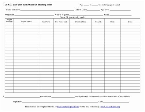 basketball stats spreadsheet  printable