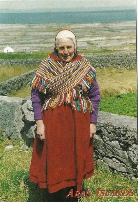 Woman In Traditional Irish Dress Worn On The Aran Islands Ireland