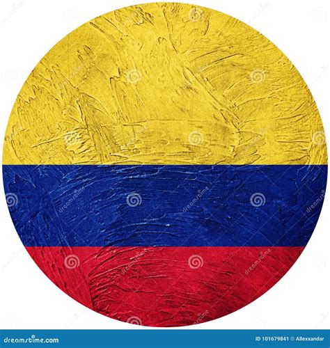 Grunge Colombia Flag Colombian Button Flag Isolated On White Ba Stock