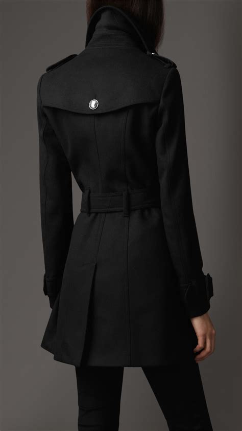 Burberry Mid Length Wool Cashmere Trench Coat In Black Lyst