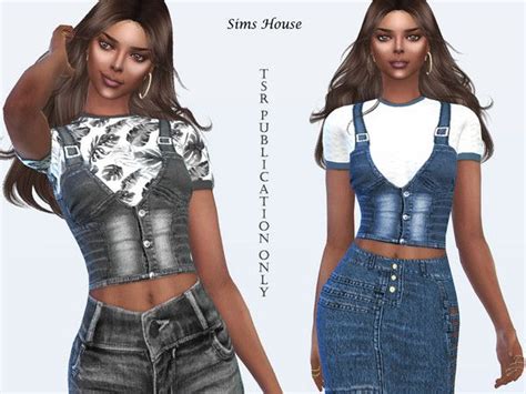 Sims Houses Womens Denim Vest With A Short Sleeve T Shirt Denim