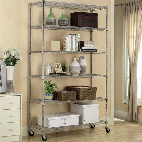 New 6 Layer Adjustable Wire Metal Chrome Shelving Rack Ws776 Uncle