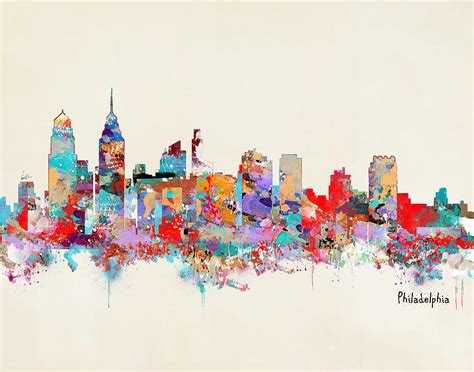 Philadelphia Skyline Painting By Bri Buckley Pixels