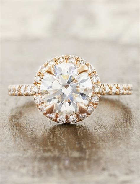 Maive Round Halo Diamond Engagement Ring Rose Gold Ken And Dana