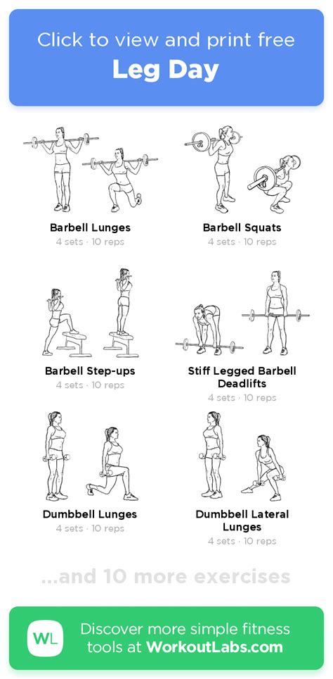 Leg Day Free Workout By Workoutlabs Fit Legs Day Workout Plan Leg Day Workouts