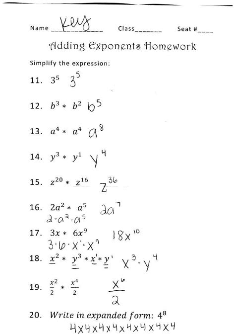 Powers And Exponents Worksheets With Answers