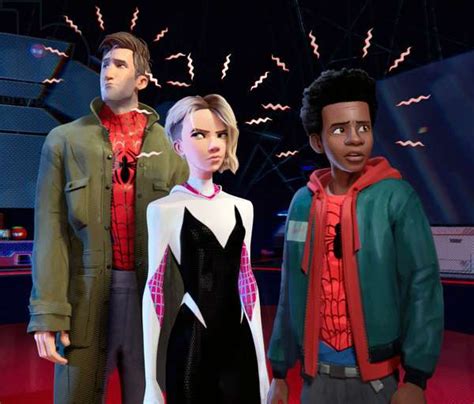 Spider Man Into The Spider Verse From Left Peter Parker Voice Jake