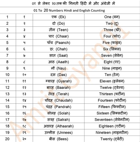 हिंदी गिनती 01 To 100 Numbers Hindi And English Counting Ginti