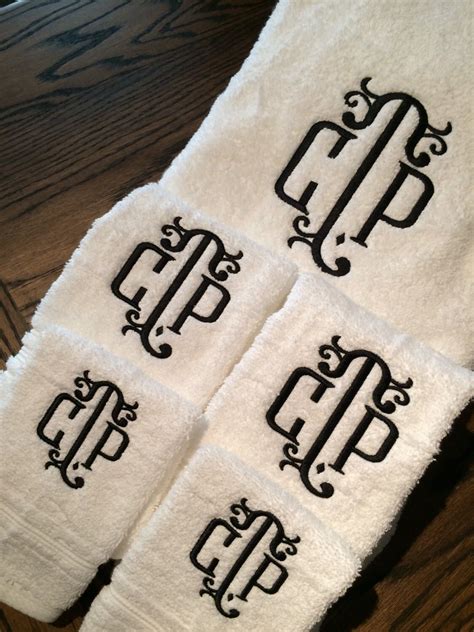 This farmhouse style flour sack/tea towel will add the perfect touch of personalized charm to your kitchen décor with this initial monogram graphic. Monogrammed Bath Towel Set Custom Bath Decor Personalized ...