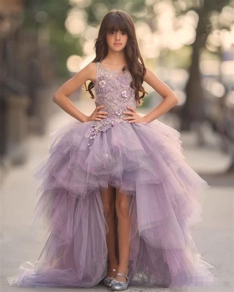 Hand made flowers for dress. 2017 Hi Lo Flower Girls Dress for Teens 3D Floral ...
