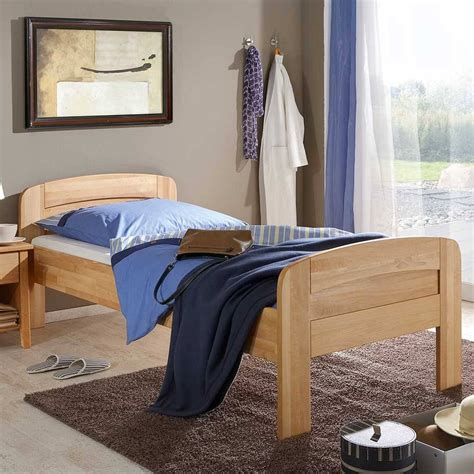 Bett mit unterbett , beide 90x200 inkl. Senioren Bett mit Komforthöhe aus Massivholz Buche - 90x200 100x200 - Rudacia