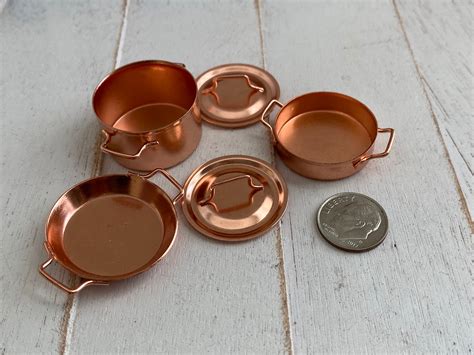 Miniature Pots And Pan Set Mini Copper Cookware 5 Piece Set Style 09