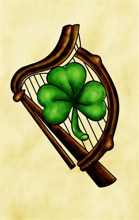While many proudly wear the harp tattoo in allegiance to their irish heritage and homeland, others view the harp as a poetic metaphor. Shamrock and harp | Irish tattoos, Art tattoo, Shamrock