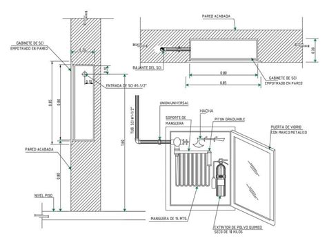 Fire House Cabinet Plan And Side Section Cad Drawing Dwg File Cadbull Images And Photos Finder