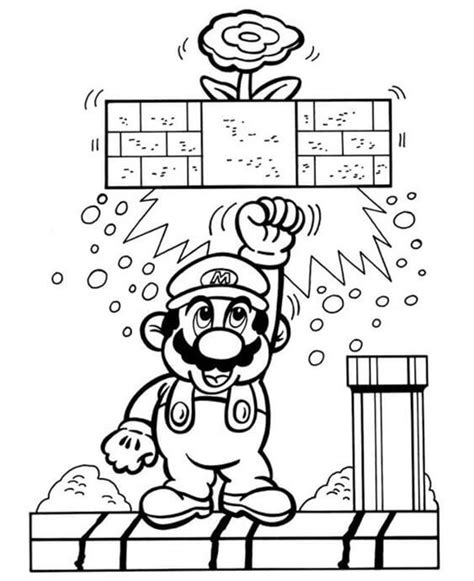 The Mario Coloring Page Is Shown In Black And White