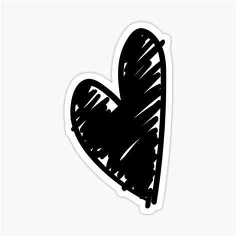 Jet Black Heart Doodle Sticker For Sale By Lilinguyen Redbubble