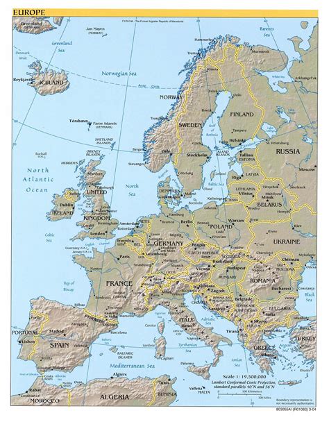 Detailed Political And Relief Map Of Europe Europe Detailed Political