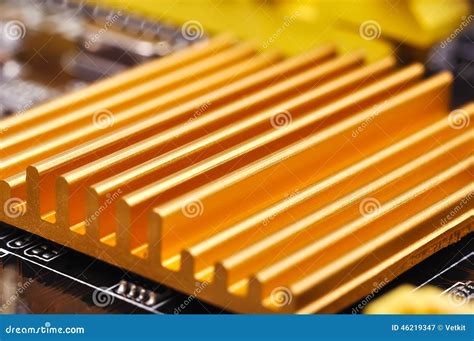 Yellow Chipset Heatsink Stock Image Image Of Details 46219347