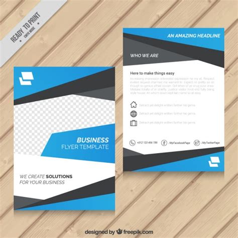 Blue Abstract Business Flyer Template Free Vectors Ui Download