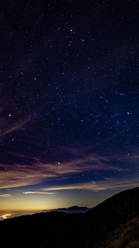 Starry Sky Mountains Stars Night Wallpaper 1080x1920