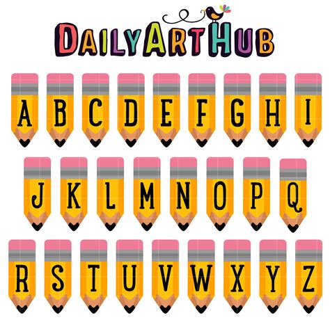 Pencil Alphabet Clip Art Set Daily Art Hub Free Clip Art Everyday