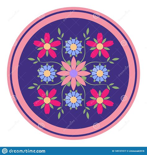 That is the most astonishing approach to show the maroon flower on a green simple market bag ever. Decorative Plate Pattern With Floral Ornament In Flat ...