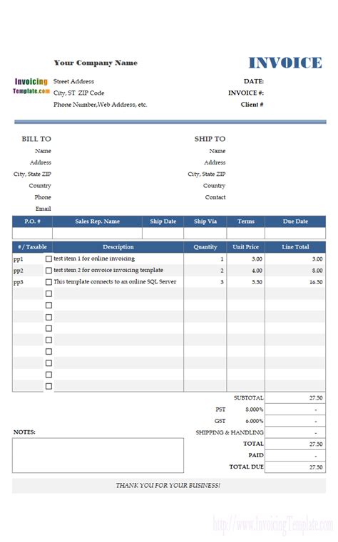 microsoft access invoice template