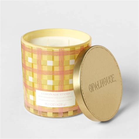 15oz Lidded Glass Jar 2 Wick Candle Plaid Print Lemonade Stand Yellow Opalhouse 15 Oz Shipt