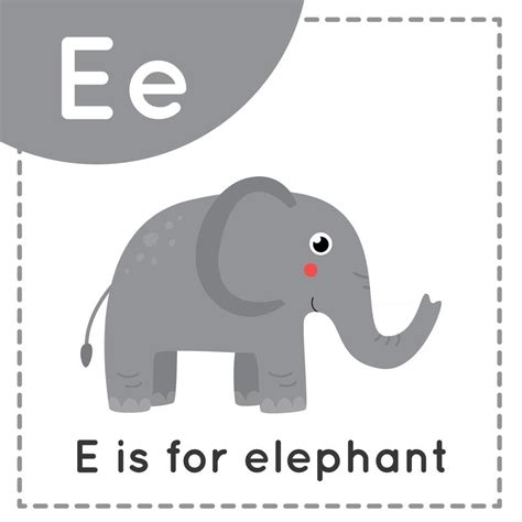 Learning English Alphabet For Kids Letter E Cute Cartoon Elephant