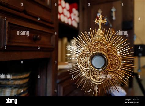 The Blessed Sacrament In A Monstrance Eucharist Adoration France