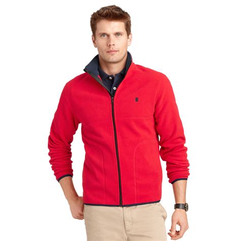 Izod Big And Tall Jacket Polar Fleece Full Zip Jacket In Red For Men Lyst