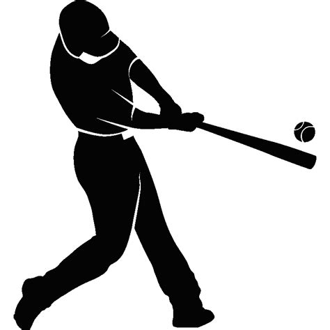 Baseball Bats Home Run Baseball Player Stencil Swinging Png Download