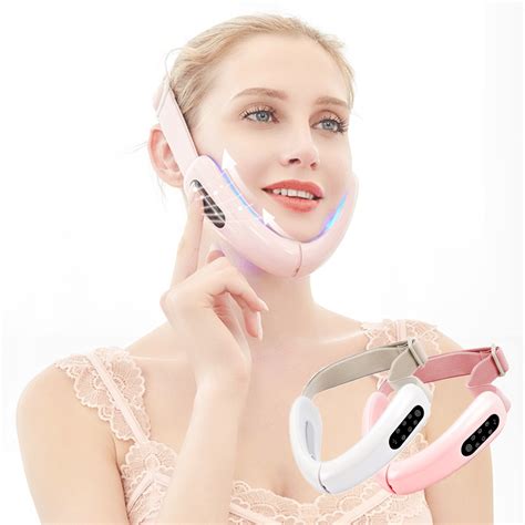 led photon face lifting device ems massager v line lift up belt chin blue red light therapy
