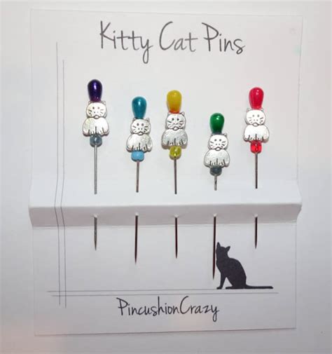 Beaded Cat Pins Decorative Sewing Pins Kitty Cat Pins Etsy