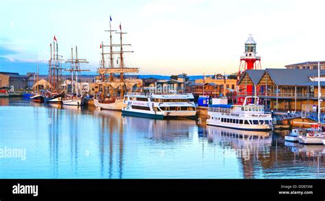 Dutch Tall Ships Docked At The Wharf On The Port River In Port Adelaide