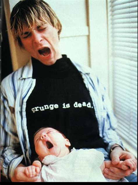 Kurt Cobain With His Daughter Both Yawning