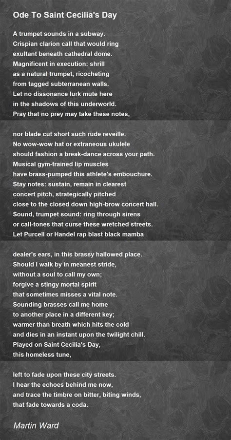 Ode To Saint Cecilias Day Ode To Saint Cecilias Day Poem By Martin Ward